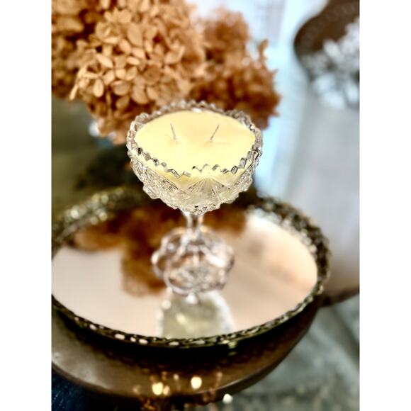 Candle in a Vintage crystal dish,  Vintage Decor - Picture 6 of 6
